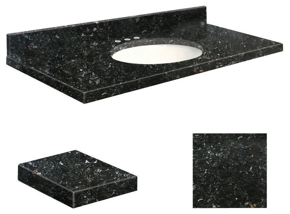 Quartz 49"x19" Vanity Top, Single Faucet Hole, White Bowl, Interlude, 8" Centers