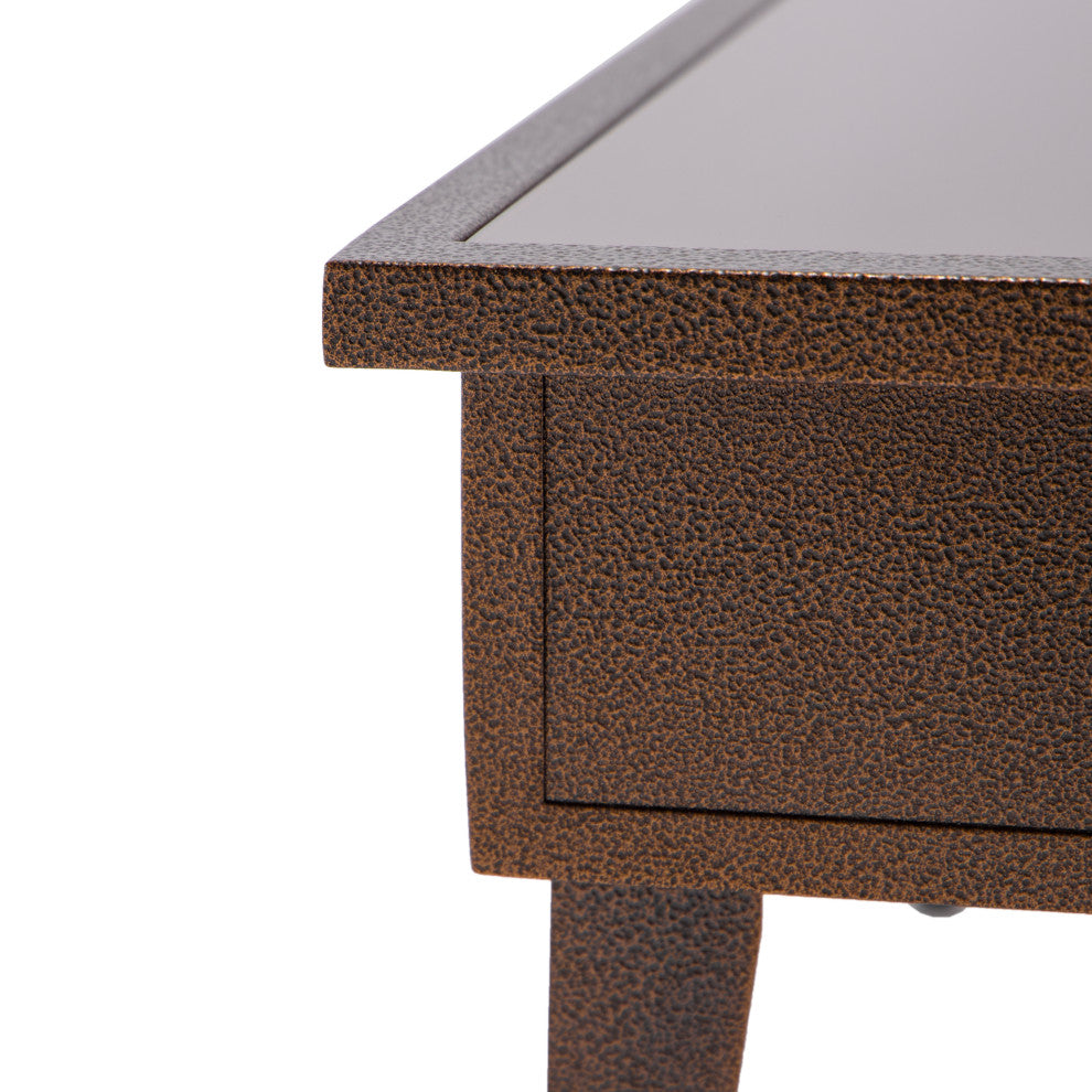 Leisuremod Walbrooke Patio Square Fire Pit Table With Aluminum Frame, Brown