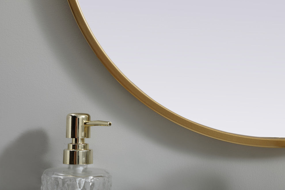 Metal Frame Oval Mirror 20X30 Inch, Brass