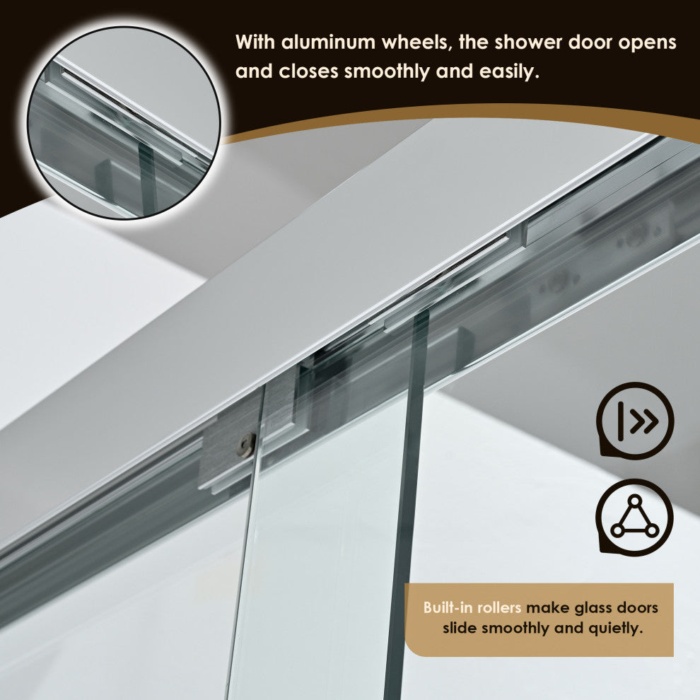 Ennis By Pass Framed Shower Door, Clear Glass, Polished Chrome, 60" W X 76" H