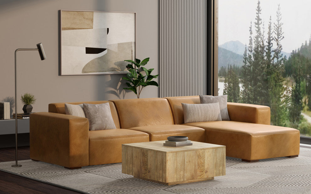 Rex Right Chaise Sofa Module in Genuine Leather