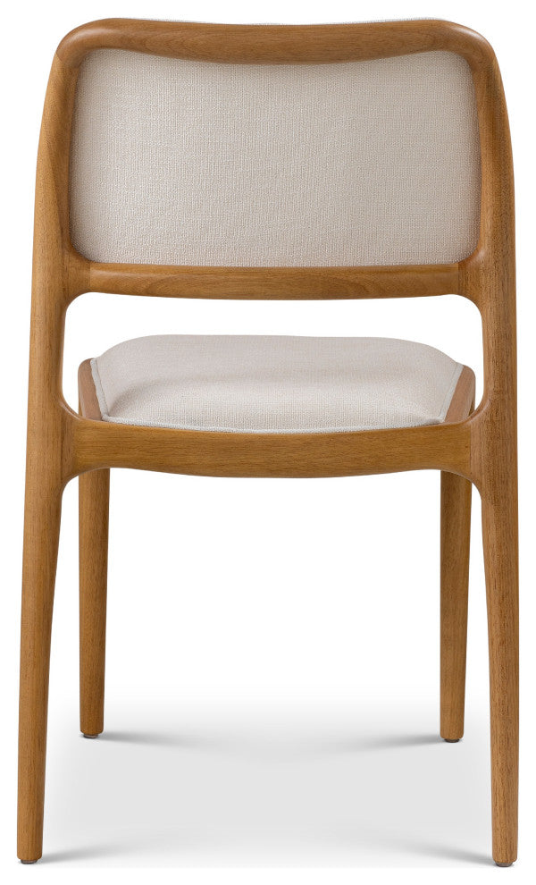 Modern Brazilian Chloe Side Chair Fontana Natural Seat Damasco Frame