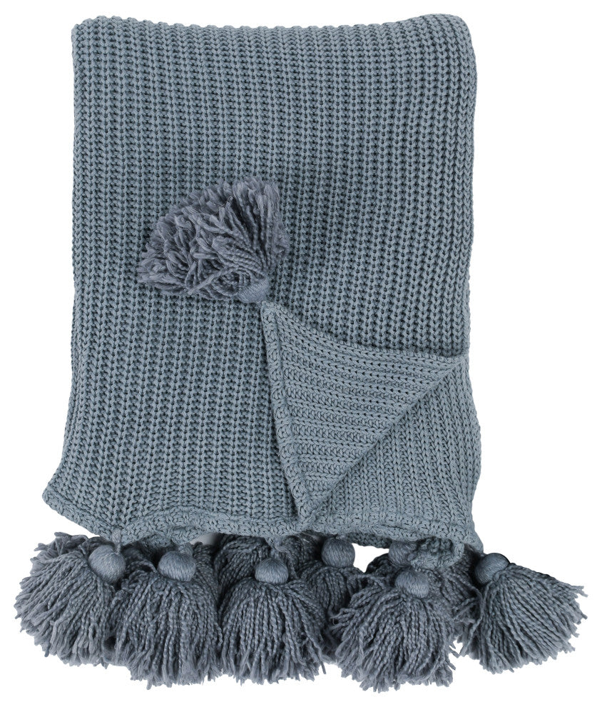 Kerith 100% Cotton 50"x 70" Throw Blanket in Blue by Kosas Home