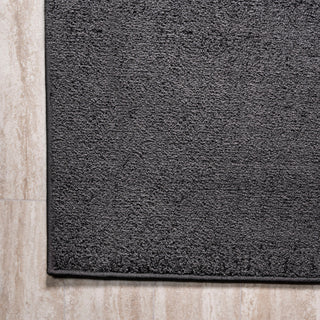 Haze Solid Low-Pile Runner Rug, Black, 4 X 6