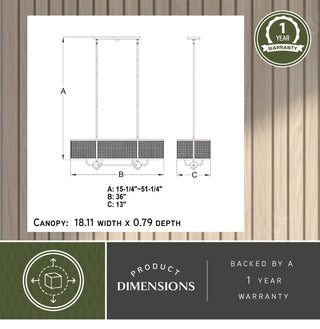 Vaxcel Lighting H0308 Berens 6 Light 36"W Linear Chandelier - Matte Black