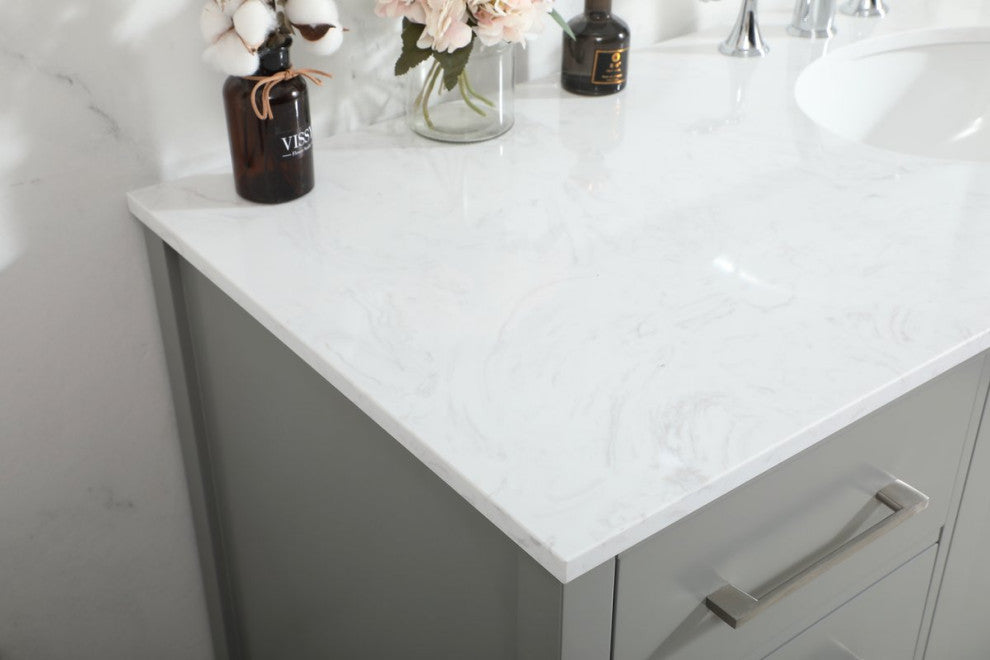 Isabel Single Bathroom Vanity, Gray, 60", Without Backsplash