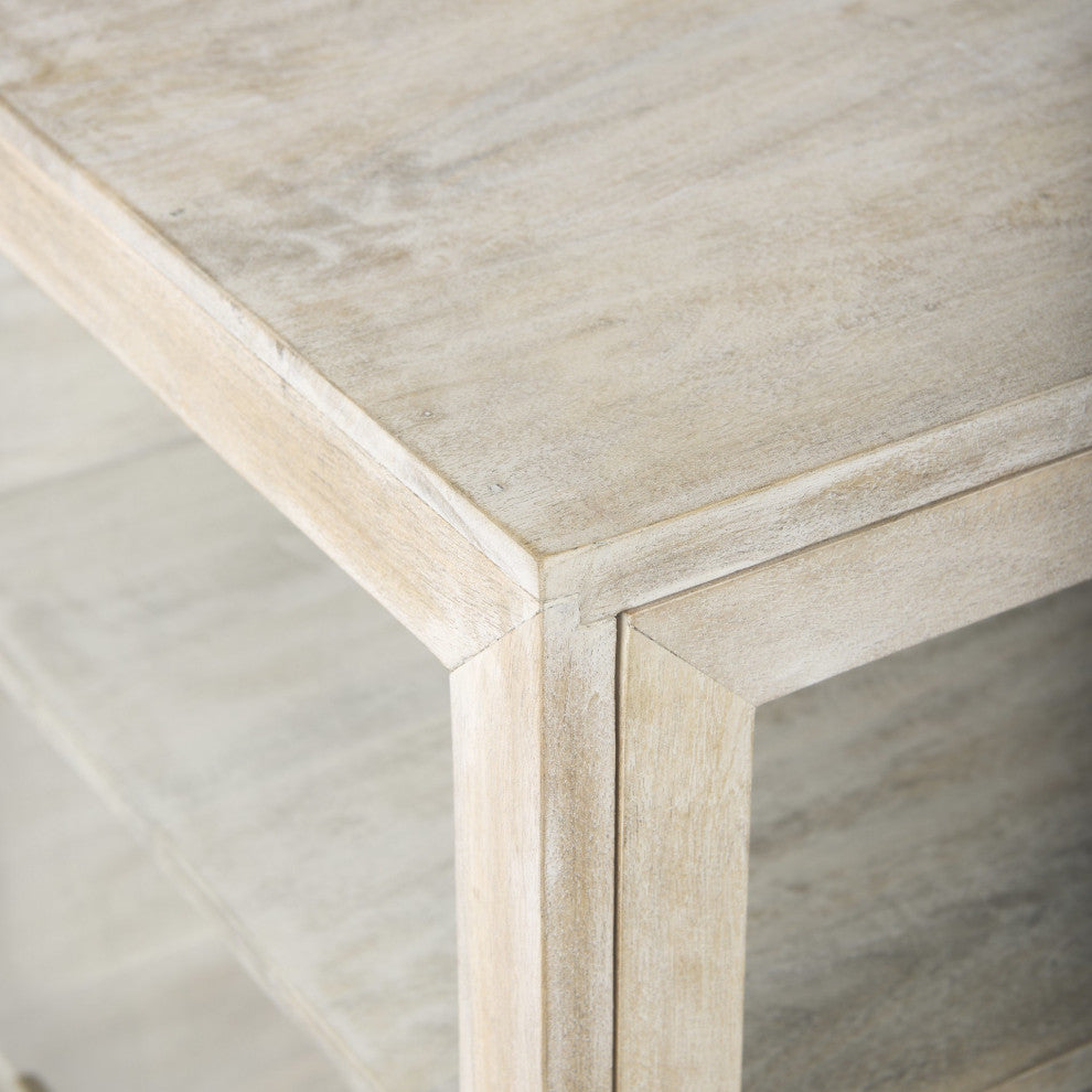 Rustic Weathered White and Gold Shadowbox Cabinet