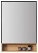 Bergen Modern Medicine Cabinet, Matte Black Frame, Whitewash Shelf, 24"