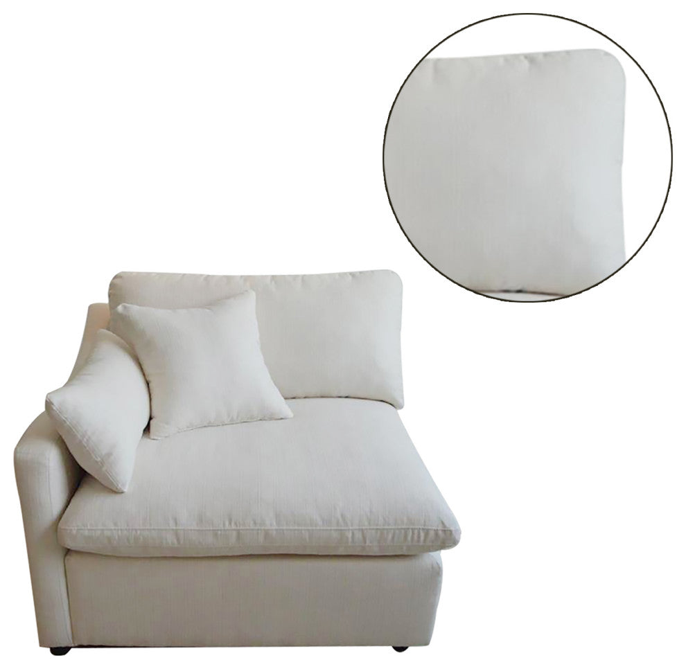 Linen-Like Fabric Accent Chair with Left Armrest, Off-White