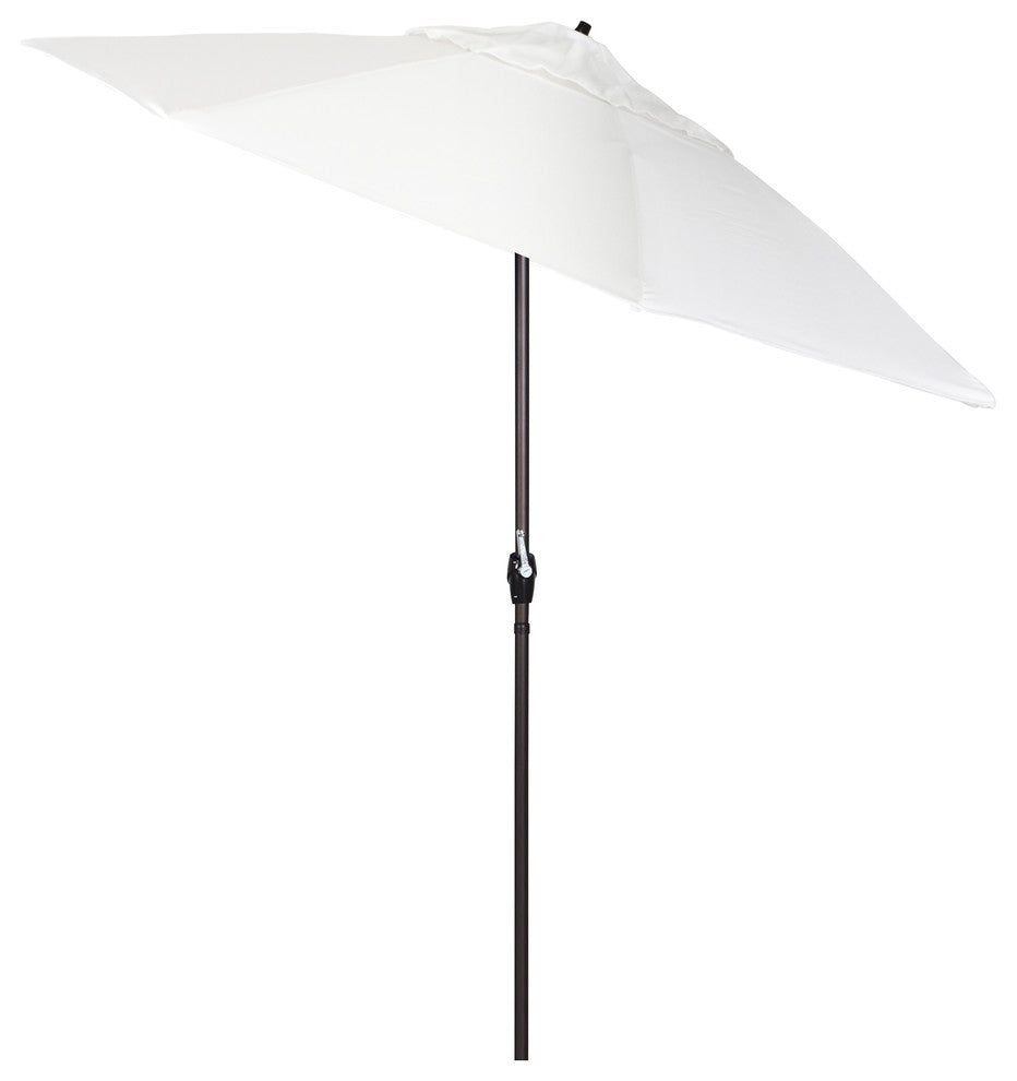 9' Bronze Auto-tilt Crank Lift Aluminum Umbrella, Olefin, White