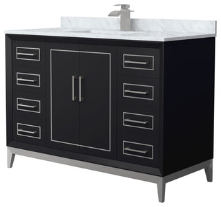 Marlena 48" Black Single Vanity, Top, Nickel Trim