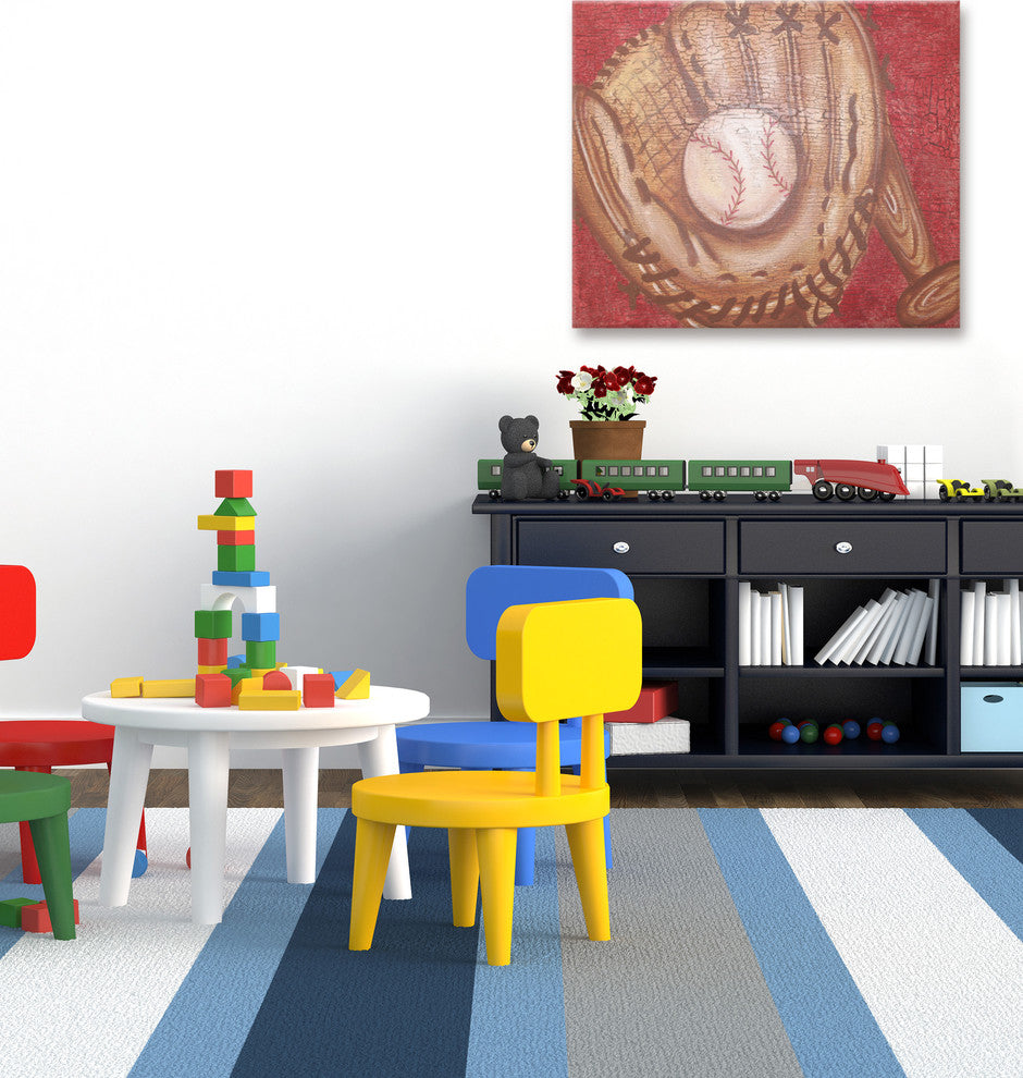 Marmont Hill, "Crackle Baseball" by Reesa Qualia Print on Wrapped Canvas, 48x40