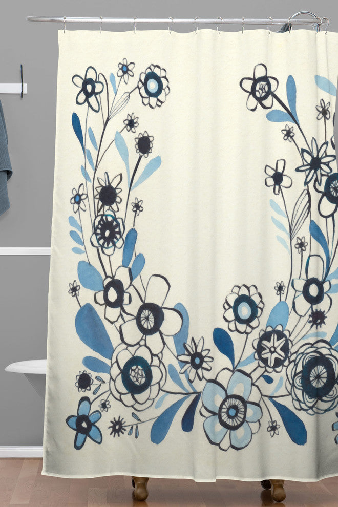 Deny Designs Cori Dantini Modern Delft Floral Shower Curtain