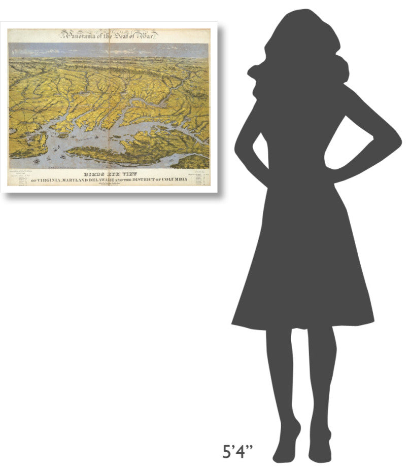 "Virginia, Maryland Delaware and District of Columbia, 1861" Paper Art, 32"x25"