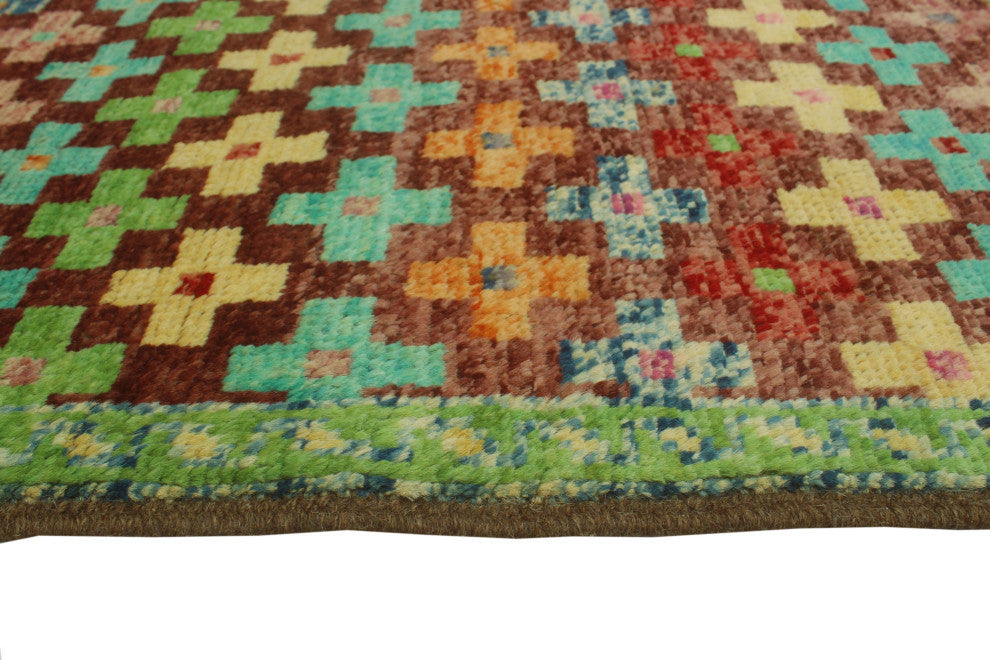 Balochi Brett Burgundy/Light Blue Rug, 3'3x4'10