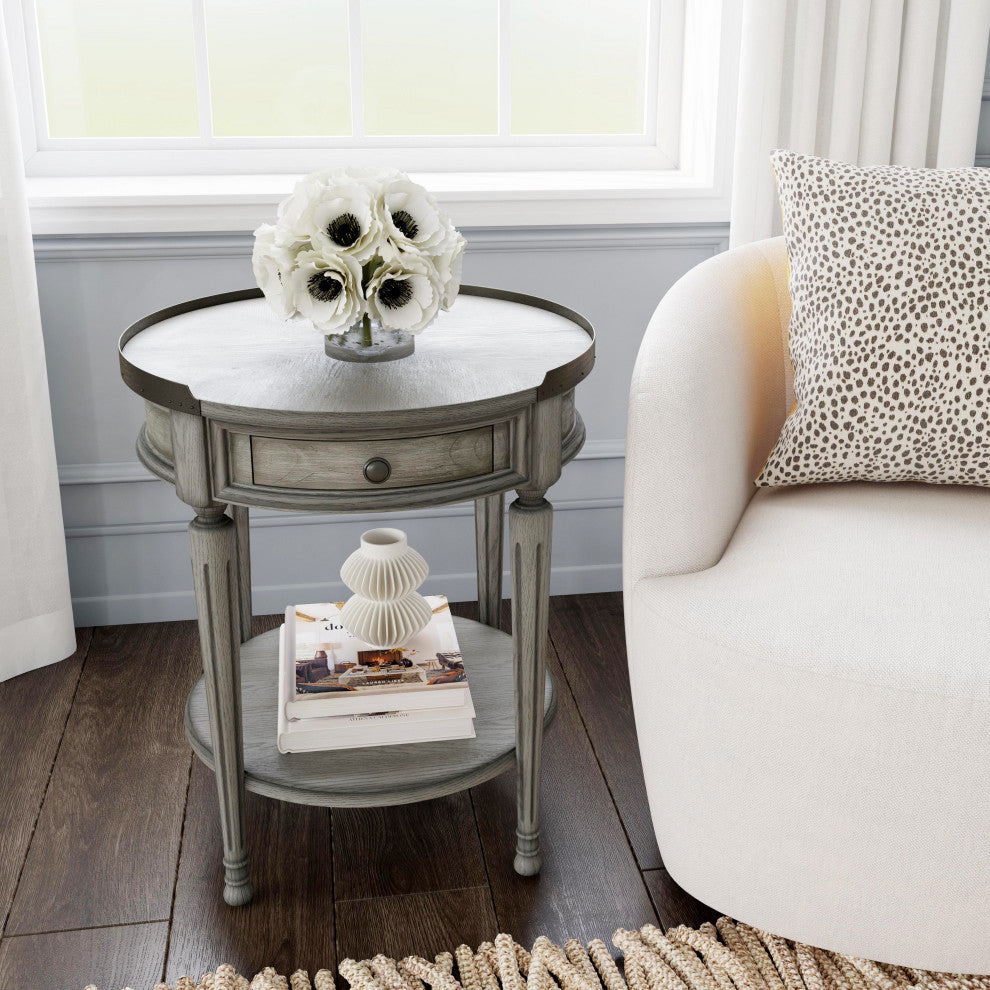 Sampson  Accent Table with Storage, Gray