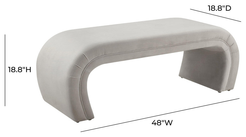 Kenya Light Grey Velvet Bench