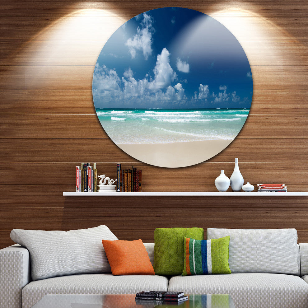 Bright Blue Sky On Winter Day, Seashore Round Wall Art, 36"
