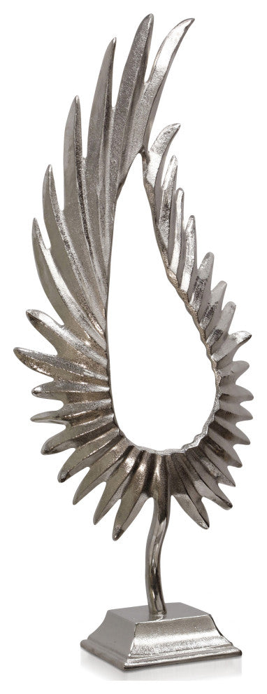 Phoenix Large Feathered Metal Sculpture on Platform Base