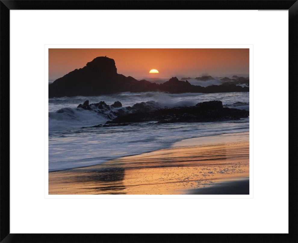 Crashing Surf On Rocks At Sunset, Point Piedras Blancas, California, 22"x18"