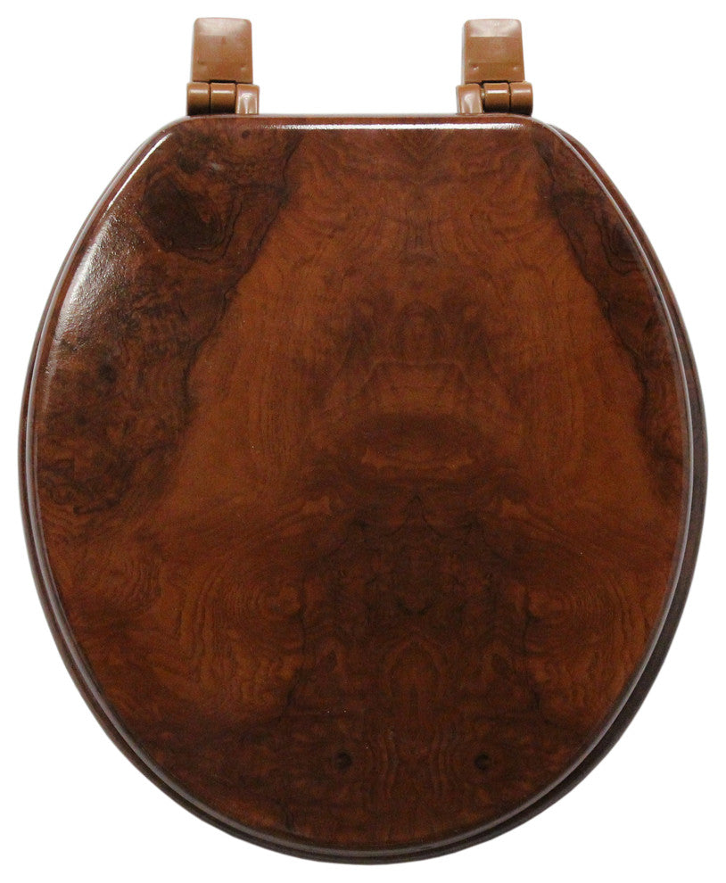 Trimmer Wood Toilet Seat With Faux Wood Grain Painting, Medium Wood Swirl