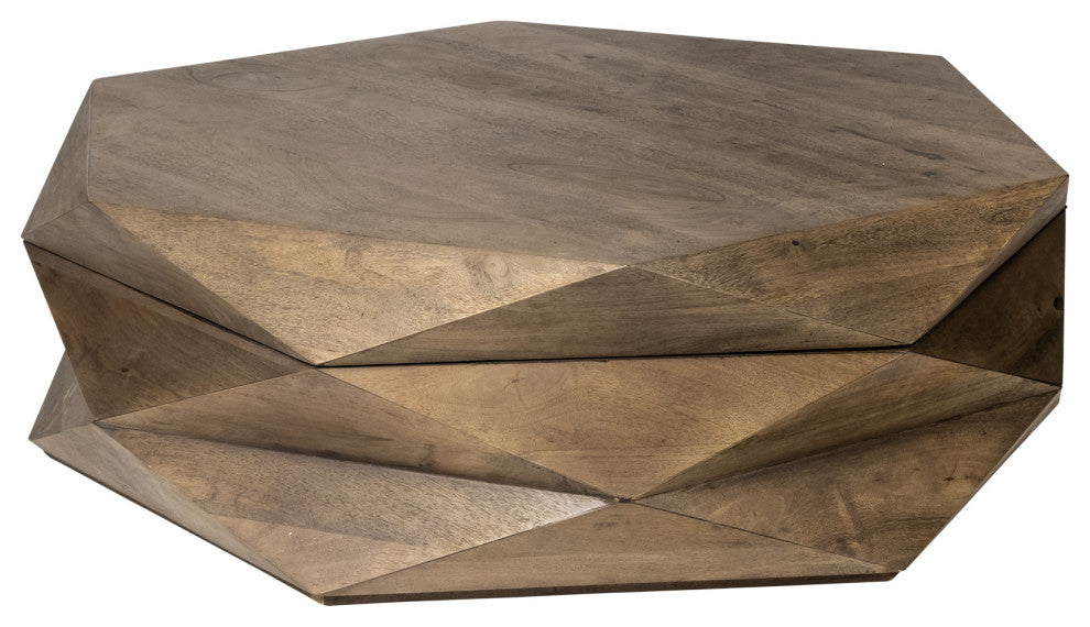 48" Brown Solid And Manufactured Wood Hexagon Coffee Table