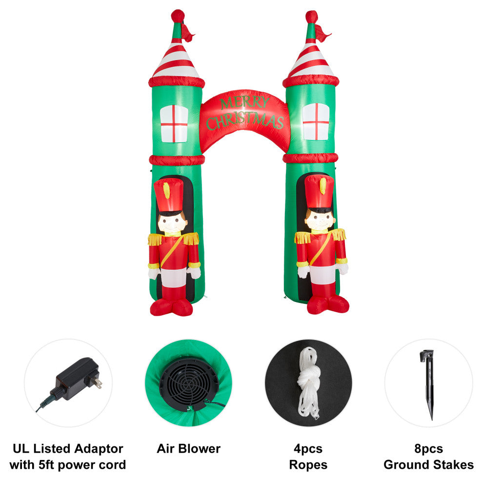10FT Lighted Inflatable Arch Gate With Soldiers Decor