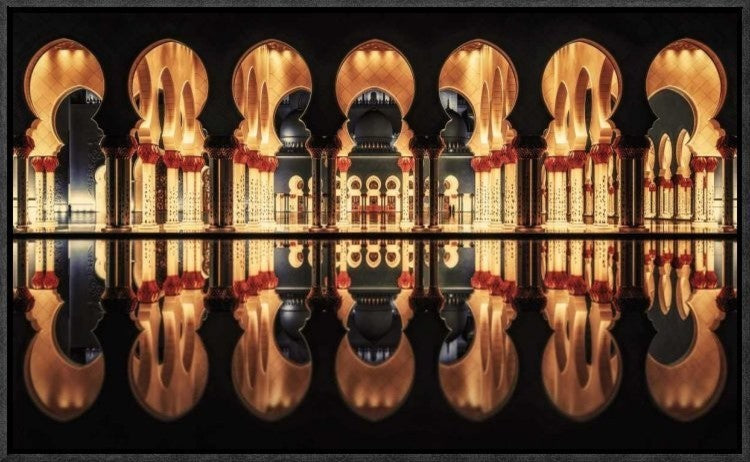 "Reflections in the Mosque" Framed Canvas Giclee by Cuomo Massimo, 23x14"