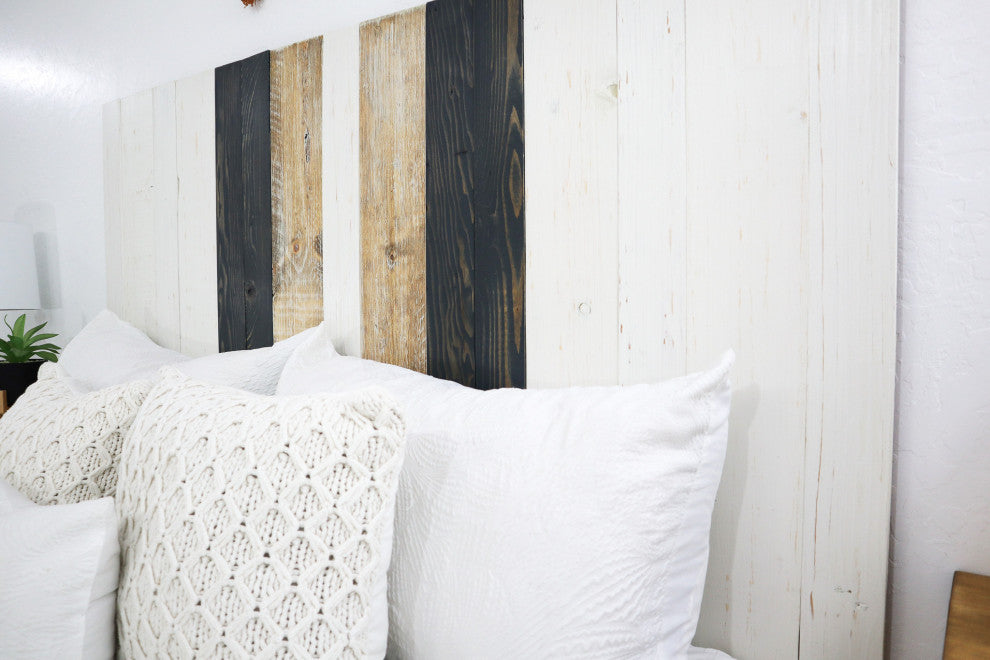 Handcrafted Headboard, Hanger Style, Gray Satin Sash, Full