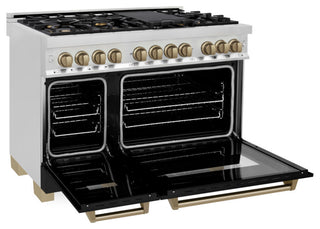 48" Dual Fuel Range, Stainless With Black and Champagne RAZ-BLM-48-CB