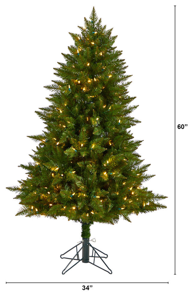 5' Vermont Spruce Faux Xmas Tree W/Lights & Bendable Branches