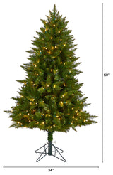 5' Vermont Spruce Faux Xmas Tree W/Lights & Bendable Branches