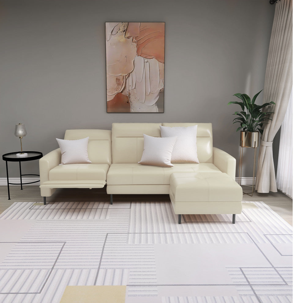 L-Shaped Leather Sectional Sofa Set Cushions Sectional Sofa Footrests