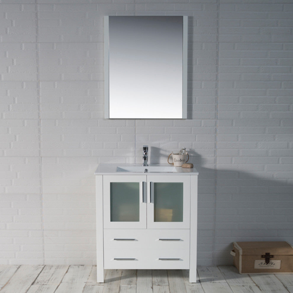 Sydney 30" Vanity Set With Mirror, Glossy White No Mirror