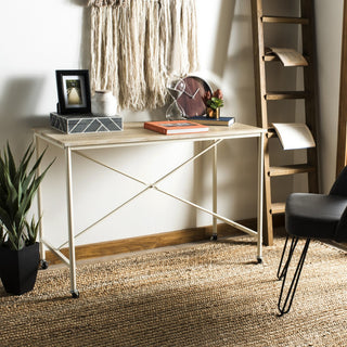 Safavieh Callie Rolling Desk, Rustic Brown/Cream