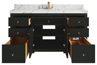 Sonoma 60" Single Sink Bath Vanity in Black Top, 2"  Viola Brown