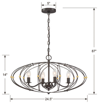 Zucca 4 Light English Bronze Chandelier
