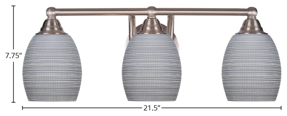 Paramount 3-Light Bath Bar, Brushed Nickel, 5" Gray Matrix Glass