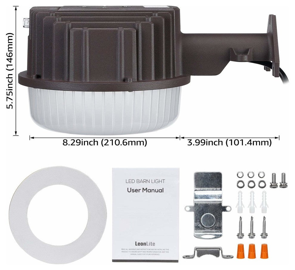Dusk to Dawn LED Outdoor Barn Light, 80W, 800W, 5000K Daylight