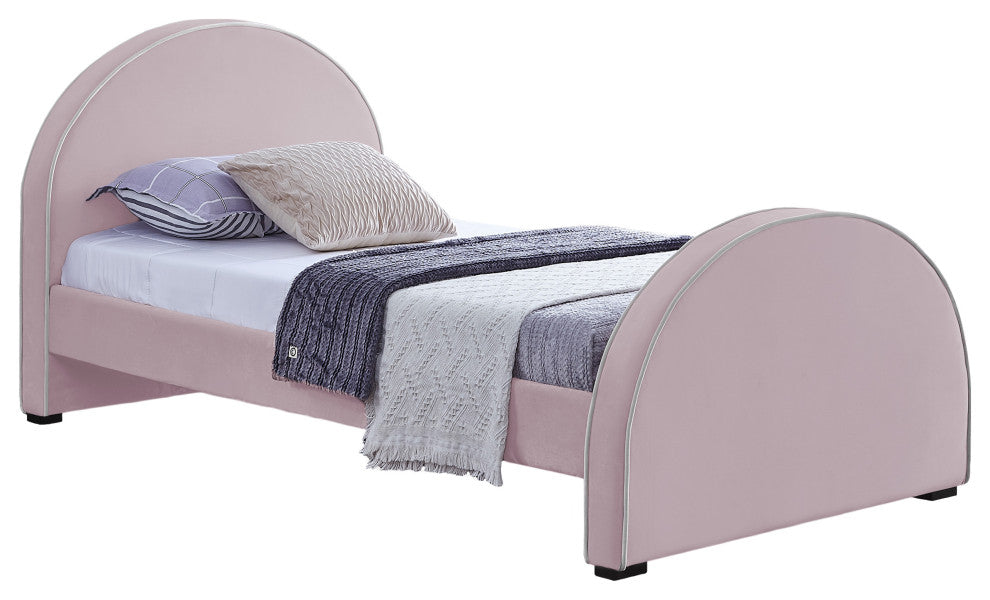 Brody Velvet Upholstered Bed, Pink, Twin