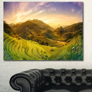 Rice Fields on Terraced Panorama, Landscape Canvas Art Print, 40"x30"