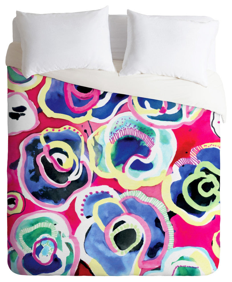 Deny Designs Cayenablanca Flower Party Duvet Cover-Lightweight