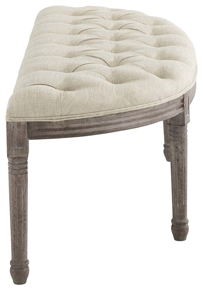 Esteem Vintage French Upholstered Fabric Semi-Circle Bench