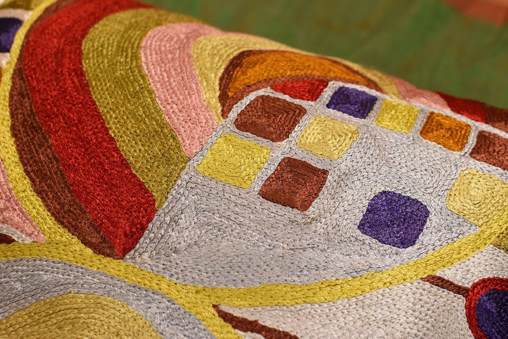 Hundertwasser Biomorph II Accent Pillow Cover Handmade Art Silk 18x18"
