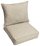 Beige White Check Outdoor Deep Seating Pillow and Cushion Set, 23"x25