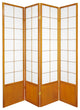 6' Tall Zen Shoji Screen, Honey, 4 Panels