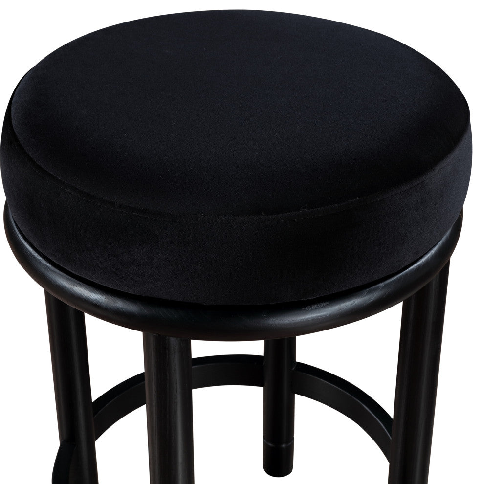 Monette Upholstered Bar and Counter Stool, Black, Velvet, Black Finish