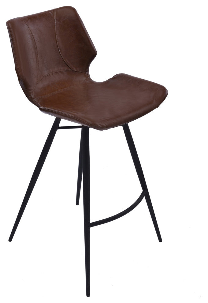 Zurich 30" Bar Height Metal Barstool In Vintage Coffee Faux Leather