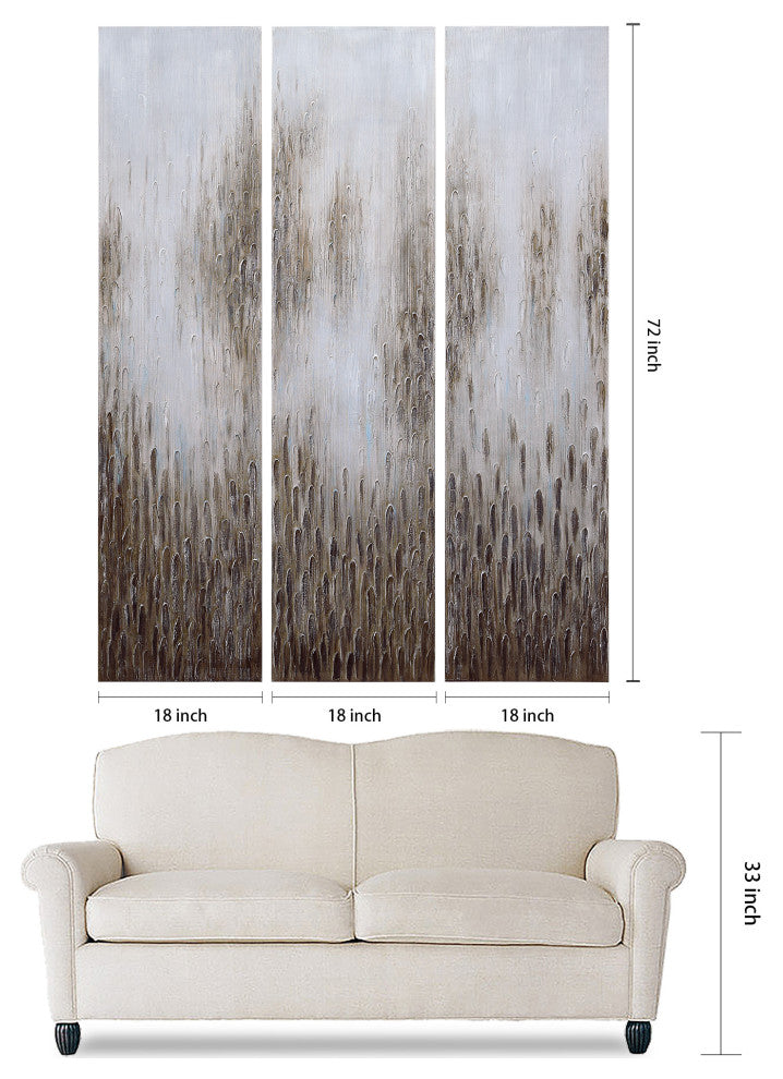 Dreamy Textured Metallic Hand Painted Abstract Wall Art Set of 3