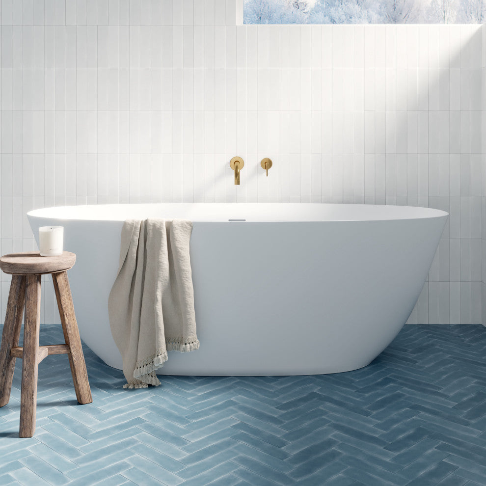 Perlato Treviso Eco-Lapistone Freestanding Soaking Tub, 67"